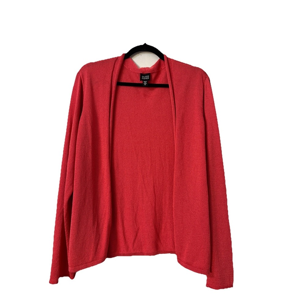 Eileen Fisher Size‎ XL Pink Open Knit Long Sleeve Open Cardigan